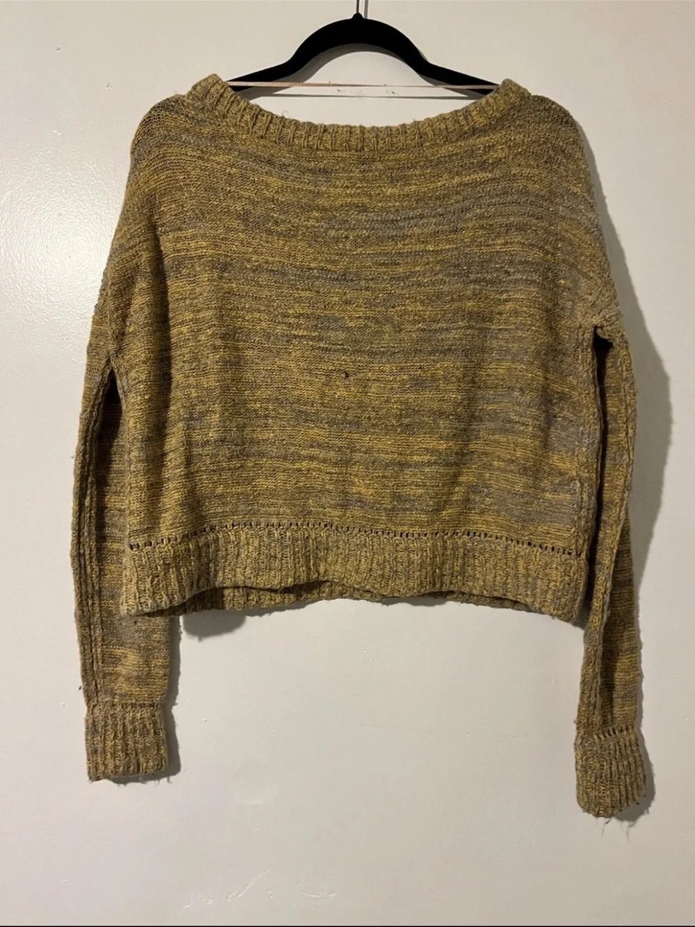 Free People “In My Pocket” Yellow Marled Wool Blend Sweater
